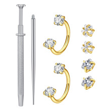 8PCS Trendy Nose Hoop Collection with Sparkling Zircon-Glod
