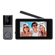 Timbre con Video y Pantalla IPS de 4,3 Pulgadas, Audio Bidireccional, Intercomunicador Visual de 2,4 GHz, Cámara con Antena
