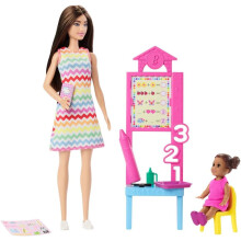 Barbie You Can Be Anything - Brunette Teacher Doll With Toddler and Teaching Accessories