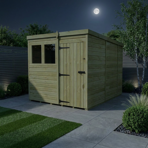 7 x 10 Pent Shed Tanalised (Single Door, With Windows) 2
