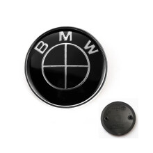 Kiiltävän musta 74 mm:n auton tunnusmerkki BMW:n konepellille ja takaluukulle, etu- ja takalogon vaihto, 1 kpl