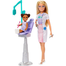Barbie You Can Be Anything - Blonde Dentist Doll With Toddler and Dental Exam Accessories