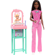 Barbie You Can Be Anything - Brunette Baby Doctor Doll With Baby and Accessories