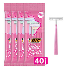 BIC Silky Touch Women's Disposable 2-Blade Razors, Travel Covers, College Dorm Room Essentials and First Apartment Must-Have, 10 Count (Pack of 4)