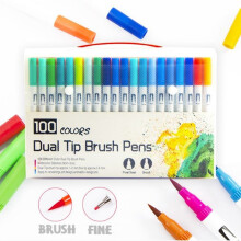 24 Colores de LíNea Fina Pincel de Doble Punta Pluma Rotulador Rotulador Dibujo Pintura Acuarela Arte Rotuladores úTiles Escolares