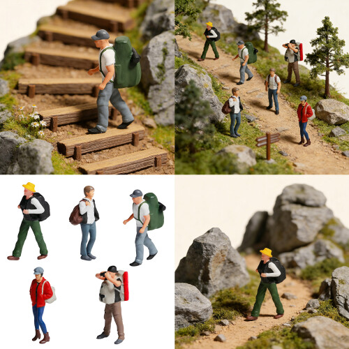 1:87 Miniature Rock Climbing Figures for-Mens Brown Backpack 2