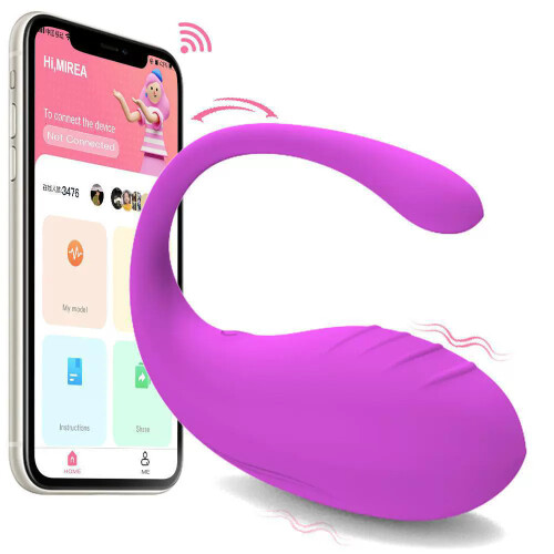 Mini Vibrating Egg Massager, Bluetooth Remote Control, Powerful Waterproof Compact Personal Massager, Purple 1