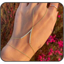 Slave Bracelet for Women Sparkling Layered Hand Chain Stackable Bracelets Minimalist Finger Ring Bracelet Crystal Chains Hand Jewelry for Women Prom