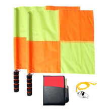 Soccer Referee Flag Set,red Yellow Cards With Notebook And Pencil,coach Referee Stainless Steel Whi
