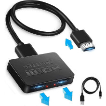 HDMI Splitter 1 in 2 Out, HDMI Splitter 4K HDMI 3D Splitter for Dual Monitors, 2 Port HDMI Splitterszrh a-s