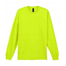 (4XL, Safety Green) Gildan Mens Plain Crew Neck Ultra Cotton Long Sleeve T-Shirt