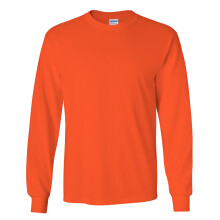 (5XL, Orange) Gildan Mens Plain Crew Neck Ultra Cotton Long Sleeve T-Shirt