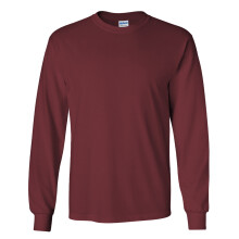 (3XL, Maroon) Gildan Mens Plain Crew Neck Ultra Cotton Long Sleeve T-Shirt