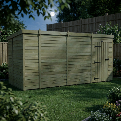 14 x 6 Pent Shed Tanalised (Single Door, No Windows) 2