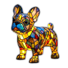 LED-bordlampe til hund, mopslampe i farget glass, nattlampe i harpiks for fransk bulldogg til hjemmedekorasjon