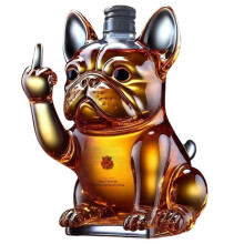 Morsom fransk bulldog whiskyflaske, unik vinkaraffelgave til menn, pappa og ektemann, hjemmebardekor