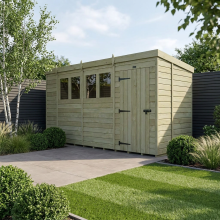 14 x 6 Pent Shed Tanalised (Single Door, With Windows)