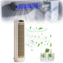 Beżowy klimatyzator przenośny Cooling Ace, 3 prędkości, akumulatorowy, chłodzenie bezłopatkowe do domu i biura