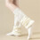Trendige Damen-Socken mit gerippten Bündchen über den-Weiß 11