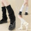Trendige Damen-Socken mit gerippten Bündchen über den-Weiß 2
