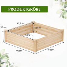 Verhoogd tuinbed van hout, open bodem, 102x102x30 cm