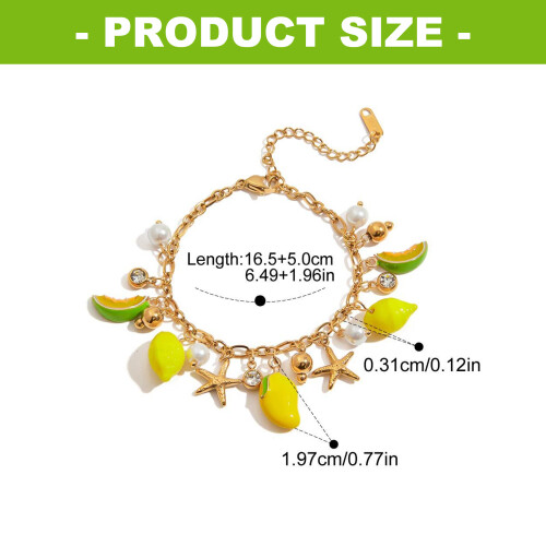 Adjustable Fruit Charm Bracelet with Sweet Pendant Stainless 2