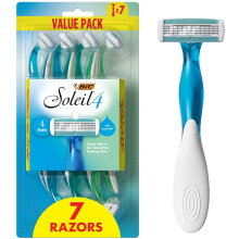 BIC Soleil 4 Women's Disposable 4-Blade Razors, Flexible Shave for Smooth Summer Skin, 7-Pack