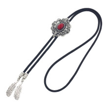 Bolo-Krawatte mit Gravurstein, geschnitzte Krawatte für Hemd und Jeans, Western-Krawatte, geflochtene Schnürkrawatte, rote Bolo-Krawatt