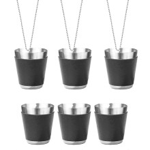 5 Pcs Shot Cups Metal for Hanging Shot Glasses Stainless Steel with Chain Shot Glass 30ml Shot