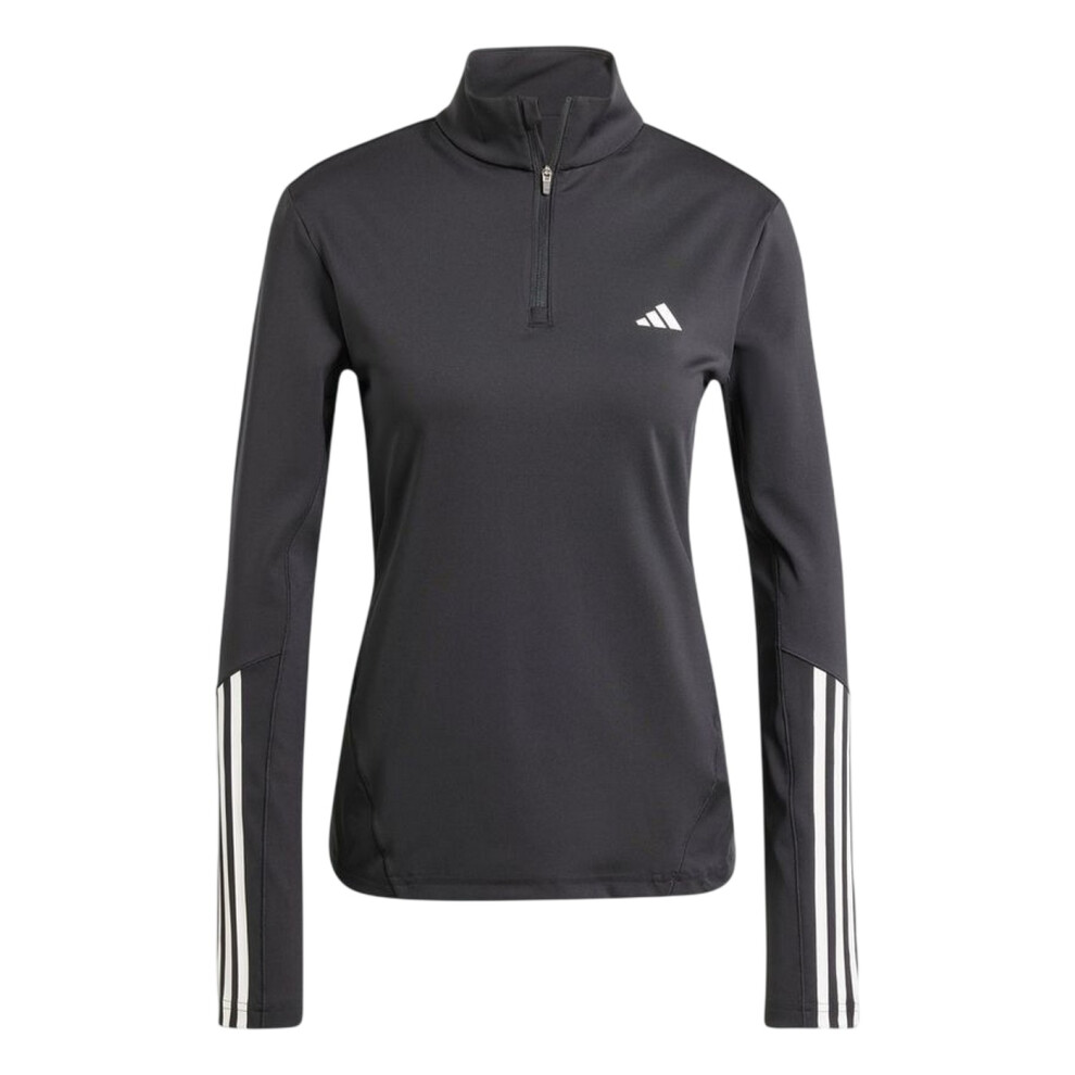 Adidas (12 Uk - 14 Uk, Black) Womens/Ladies Hyperglam Zip Neck Gym Top