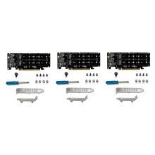 3X PCIE X16 Vers M.2 M-Key NVMEx4 SSD 2U Server Riser Card Double Face 4-Disk NVME PCI-EX16 Split Card