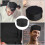 Professional Chef Cap Adjustable Ribbon Unisex Breathable Black Cotton Cloth 2Pcs 3