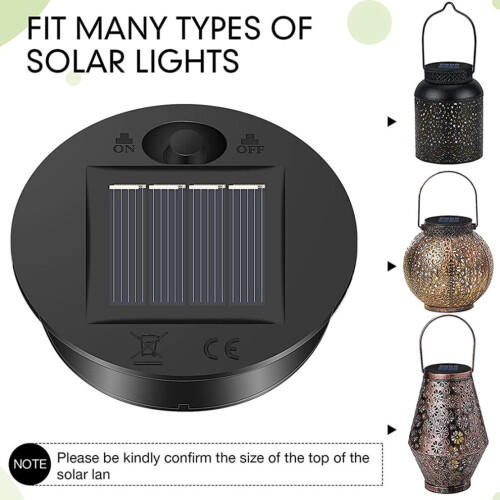 6 Pack Solar Lantern Replacement Tops, LED Solar Panel Lid Parts for Outdoor Hanging Lanterns 2