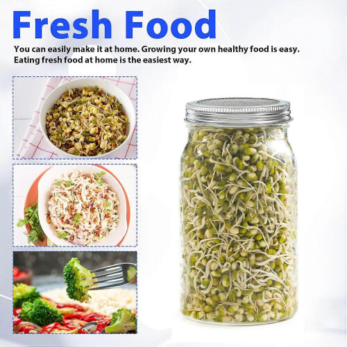 4 Pack Mason Jar Sprouting Lids Stainless Steel Rustproof Mesh Strainer for Seeds and Microgreens 1