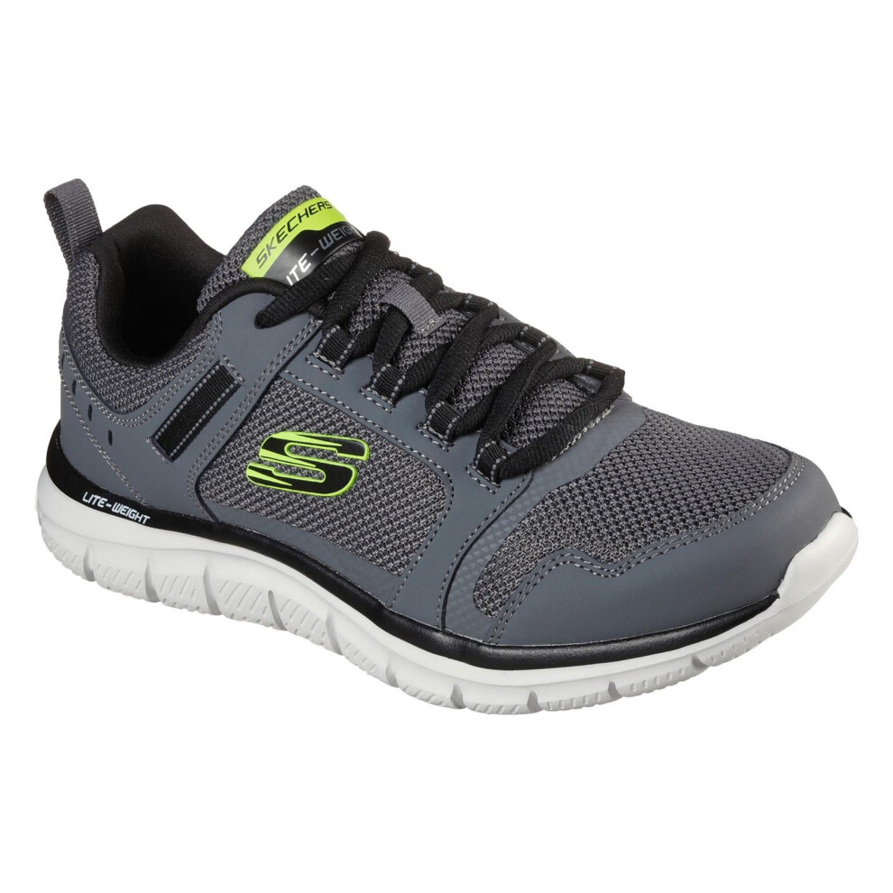 Skechers (6 Uk, Charcoal/Black) Mens Track Knockhill Action Leather Trainers