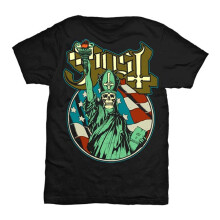(S, Black) Ghost Unisex Adult Statue of Liberty T-Shirt