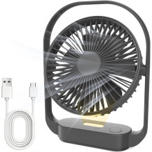 4000 mAh USB-C bureauventilator – 4 snelheden – zwart