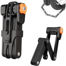 Candado para bicicleta - Candado plegable de 85 cm - Acero aleado - 4 dígitos - Resistente al corte