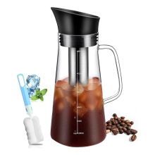 Cafetera de vidrio de 1,2 L para café frío con tapa hermética, jarra para café helado y té, filtro de malla fina, cafetera multiusos.