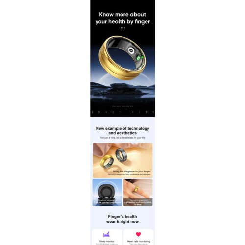 Slimme gezondheidsring – Hartslag – Slaaptracker – Multisport – 5 ATM waterdicht 1