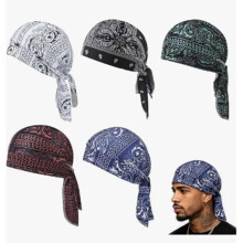 Set di 5 durag Paisley per uomo omen - Turbante elastico, fascia per la testa sportiva, berretto da motociclista per attività all'apert