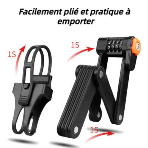 Bicycle Lock - 85cm Folding Lock - Alloy Steel - 4-Digit - Shear Resistant 1