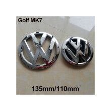 2-delat set med fram- och bakskyltar, 135 mm och 110 mm, silverförkromad finish för Golf 7 MK7, hög kvalitet
