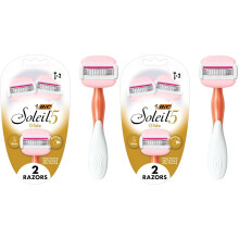 BIC Soleil Glide Disposable Razors for Women, 5 Blades With Shea Butter Moisture Bars For a Smooth Glide, 2 Piece Razor Set (Pack of 2)