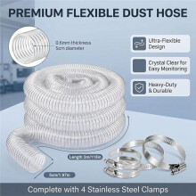 50mm Transparent PVC Dust Collection Hose Universal Vacuum/Extraction Hose for Workshop Vacuums and Pond Pumps