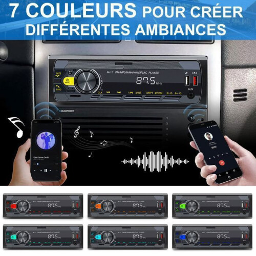 Bluetooth Car Stereo - Double-DIN - 4x45W - Voice Control - 7 Colors 1