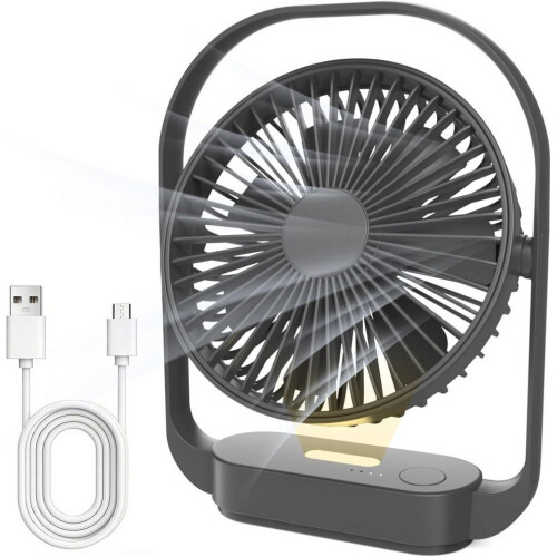 4000 mAh USB-C Desk Fan – 4 Speeds – Black