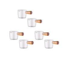 st. transparent glasmjölkkanna med trähandtag, mini-kaffe-mjölkkanna. 100 ml