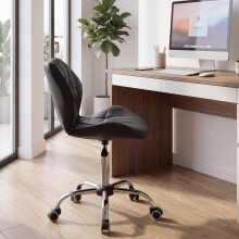 (Black) Geo Ergonomic Faux Leather Office Chair UKFR