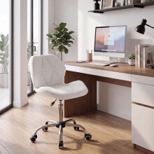 (White) Geo Ergonomic Faux Leather Office Chair UKFR